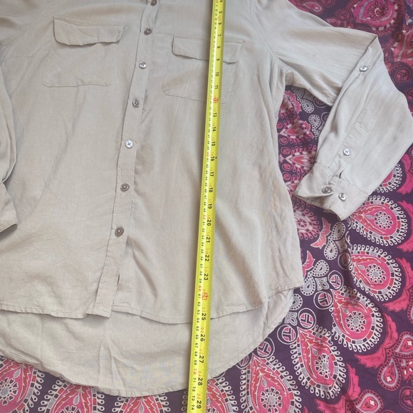 GoSilk 100% Silk LongSleeves Cuffs Button Down Collared Tan Office Dress Shirt - Picture 15 of 16